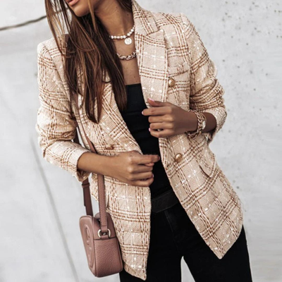 Dame Tweed Blazer | Guldknapper