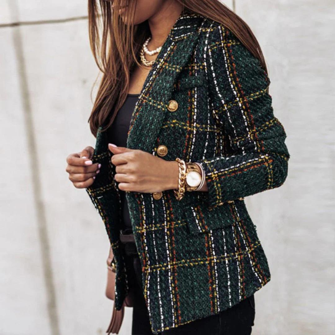 Dame Tweed Blazer | Guldknapper
