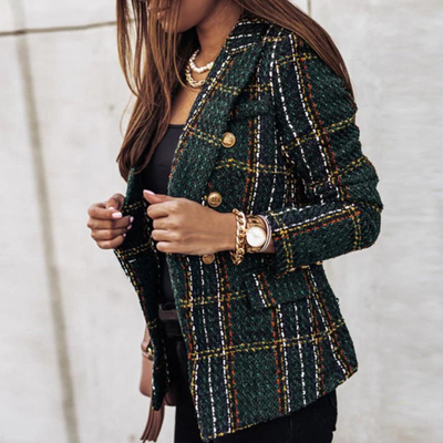 Dame Tweed Blazer | Guldknapper